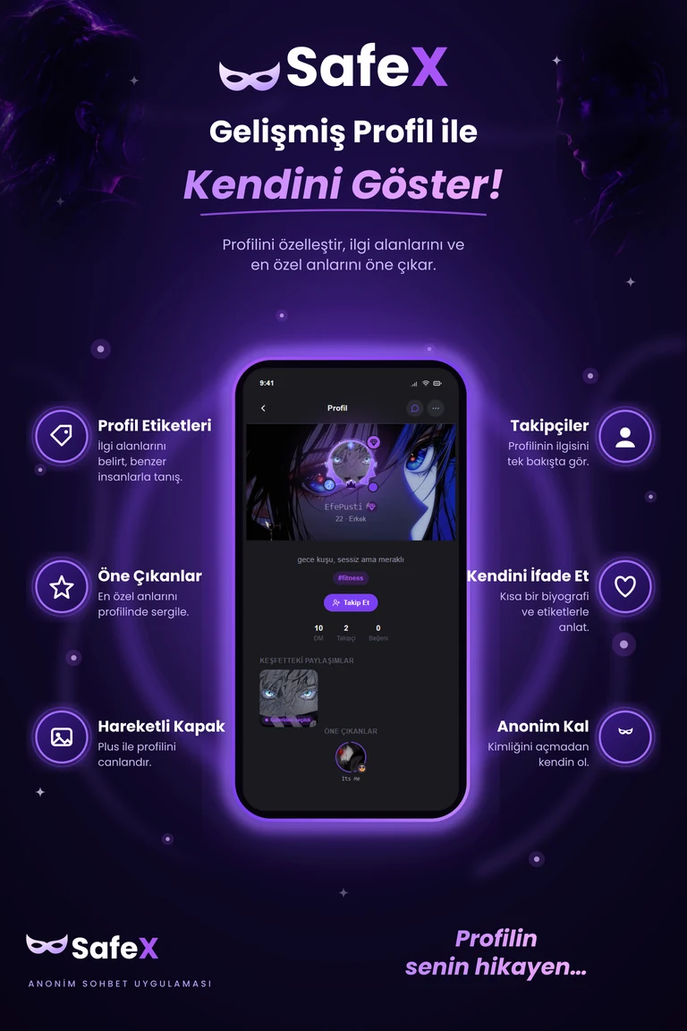 SafeX Profil ekranı tanıtım görseli