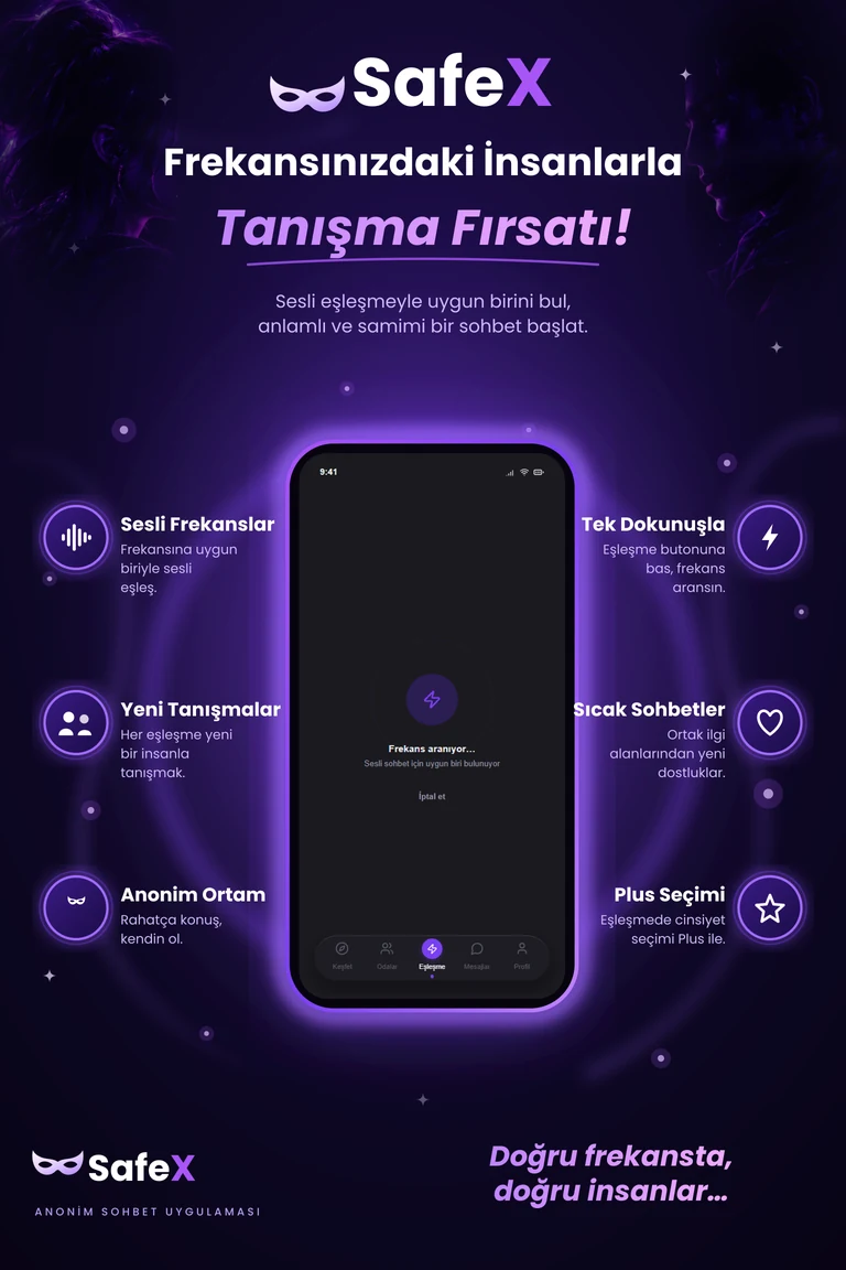 SafeX Sesli eşleşme ekranı tanıtım görseli