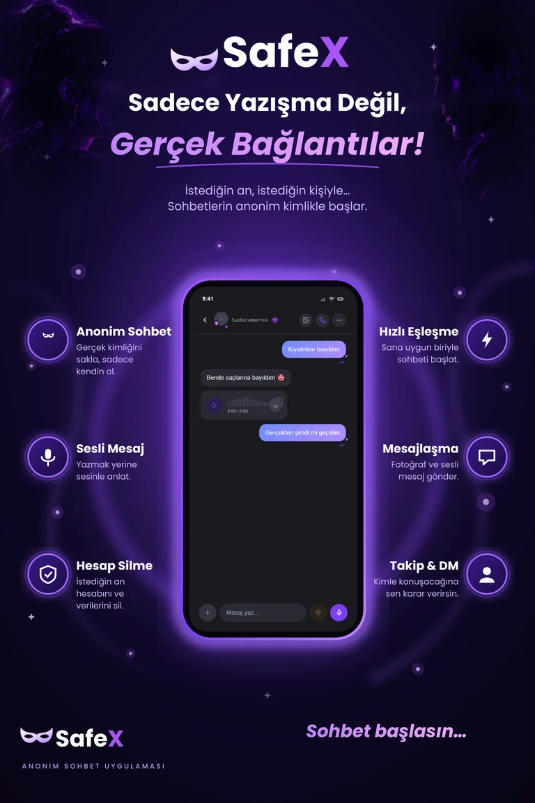 SafeX Mesajlar ekranı tanıtım görseli